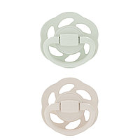 Set 2 suzete Cherry Green Newborn Boy cu tetina din latex natural, forma rotunda, cu inel, recomandate pentru