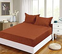 Husa de Pat din Catifea Premium cu Elastic, 3 Piese, Uni, 180 x 200 cm, Maro Inchis