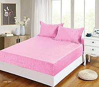 Husa de Pat din Catifea Premium cu Elastic, 3 Piese, Uni, 180 x 200 cm, Roz