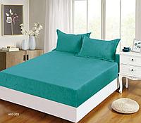 Husa de Pat din Catifea Premium cu Elastic, 3 Piese, Uni, 180 x 200 cm, Turcoaz
