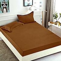 Husa de Pat din Catifea Premium cu Elastic, 3 Piese, Uni, 180 x 200 cm, Maro Inchis