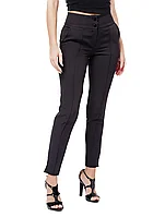Pantaloni Negri Casual cu Talie Înaltă și Buzunare Laterale din Stofă#53111 - 38 EU