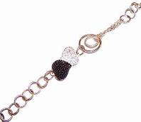 Bratara din argint cu inimi decorate cu cristale Swarovski