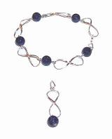 Set din argint in forma de cifra 8 cu lapis lazuli