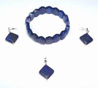 Set din lapis lazuli compus din bratara, pandantiv si cercei
