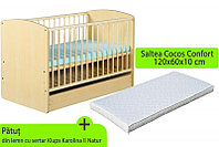 Patut cu sertar KLUPS Karolina II Natur + Saltea 10 MyKids Confort II