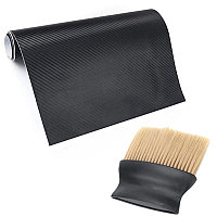 Folie pentru colantare Auto, Model Cardon 3D, 1.27 x 3 m si Perie cu maner ergonomic si fire din nylon