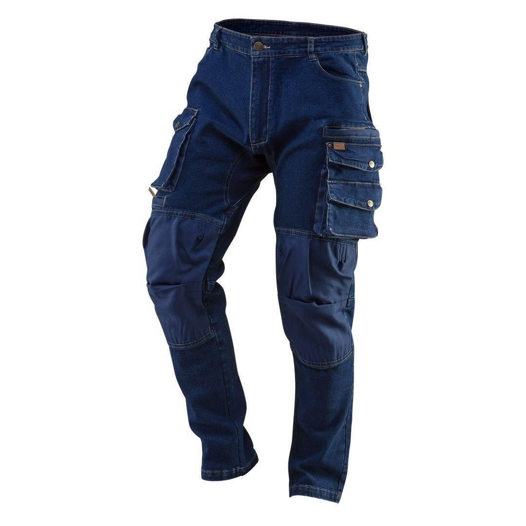 Pantaloni de lucru tip blugi, cu intariri pentru genunchi, model Denim, marimea XXXL/58, NEO - foto 1 - id-p90656904