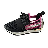 Pantofi sport dama, piele ecologica, Decupati, Negru Roz 38