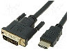 Cablu Dvi - Hdmi, Dvi-d (24+1) Mufa, Hdmi Mufa, 1.8m, Negru, Vcom - Cg481g-018-pb