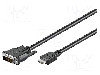 Cablu Dvi - Hdmi, Dvi-d (18+1) Mufa, Hdmi Mufa, 3m, Negru, Goobay - 50581