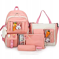Set 4-in-1 pentru Scolari sau Prescolari - (rucsac, geanta de umar, plic elegant, penar), culoare ROZ cu