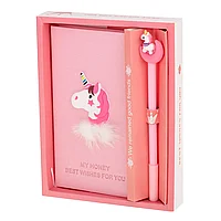 Set Cadou pentru Copii, Caiet cu Unicorn finisat cu piele ecologica + Pix cu Unicorn