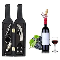 Set Cadou Accesorii Vin in forma de Sticla, 6in1 culoare Neagra
