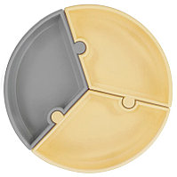 Farfurie Puzzle Minikoioi, 100% Premium Silicone , MEllow Yellow Powder Grey