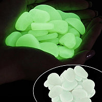 Pietricele fosforescente translucide care lumineaza verde, decorative, 3-5 cm cantitate 1000 gr