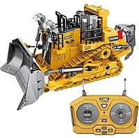 Buldozer cu telecomanda, sunete si lumini LED, multiple functii si detalii bine definite, incarcare USB,