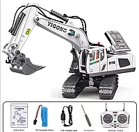 Excavator cu telecomanda, sunete si lumini LED, multiple functii si detalii bine definite, incarcare USB,