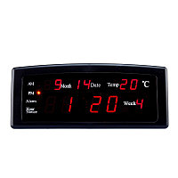 Ceas digital afisaj led rosu, data, alarma, temperatura, negru, caixing