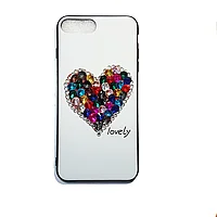 Husa silicon alba Lovely Heart Diamond pentru Apple iPhone 7plus 8Plus