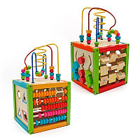 Cub activitati educative, centru multifunctional, 5 in 1, jucarie interactiva din lemn