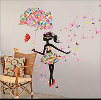 Sticker decorativ Umbrela din flori cu Fluturasi, 1260ST
