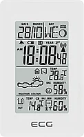 Statie meteo interior-exterior ECG MS 100 White, senzor extern fara fir, LCD, ceas, alarma
