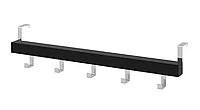 Cuier cu 5 agatatori, pentru usa perete, lemn inox, negru, SyaMAG , 60x8x4 cm
