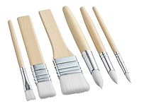 Set 6 pensule pentru pictura, lemn masiv de mesteacan, diferite dimensiuni