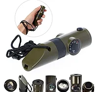 Instrument tactic 7 in 1, fluier, busola, termometru, lanterna LED, lupa, oglinda de semnalizare si lacas mic