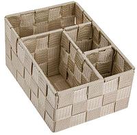 Cutie de depozitare, cu 4 compartimente, model tip tricotat, 14x19x10 cm, bej