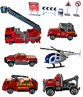 Set 6 vehicule metalice pompieri cu accesorii