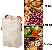 Sac din bumbac, pentru paine, legume si seminte, 3.3 Litri