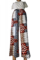 Pantaloni lungi, din bumbac, multicolori, in nuante de rosu-gri-negru, talie elastica