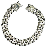 Bratara Stil Cuban Hip Hop din Inox si Pietre Zirconiu 20.5 cm