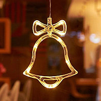 Decoratiune luminoasa de craciun, forma clopotel, comutator on/off, ventuza, baterii, 19 x 1 x 15 cm