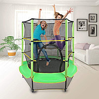 Trambulina copii, diametru 140 cm, maxim 45 kg, cu plasa de protectie, scara acces, verde