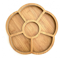 Platou pentru servire, compartimentat, lemn, 24 cm