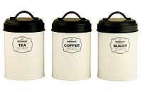 Set organizatoare pentru ceai, cafea, zahar, otel carbon, 11x15cm, Bohmann