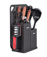 Set 10 ustensile pentru bucatarie cu stand RAWI-7878W