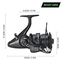 Mulinetă Beast II crap/feeder 12+1 BB cu frana dublă față/spate de pescuit la crap - 6000