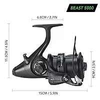 Mulinetă Beast II crap/feeder 12+1 BB cu frana dublă față/spate de pescuit la crap - 5000