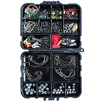 Set 187 accesorii de pescuit, la rapitor FISHINGBOX, carlige si greutati, unelte de pescuit