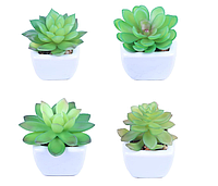 Plante suculente artificiale cu ghiveci, 4 bucati Mini plante
