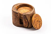 Set suport pahare Rustic din lemn de măslin 6 buc