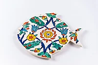 Platou tip pește din ceramică | flori multicolor