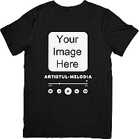 Tricou Personalizat cu Poza si Melodia Preferata , Creat de Tine Negru, 3XL