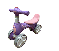 Bicicleta Go Kart fara pedale cu roti silentioase Bunny, pentru copii, culoare mov, cu lumini