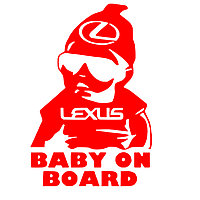 Sticker Lexus Baby On Board , Autocolant Siguranta pentru Masina Ta Rosu, 15 Centimetri