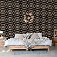 DUTCH WALLCOVERINGS Tapet Geometric , negru și auriu